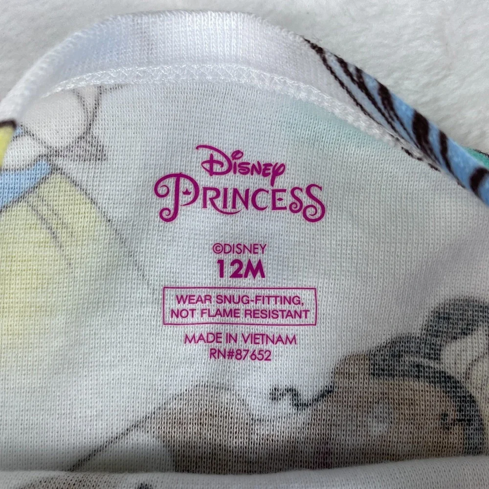 Disney Princess Lot of 2 Pajama Top Girls 12M Purple Snow White & Ariel Graphics